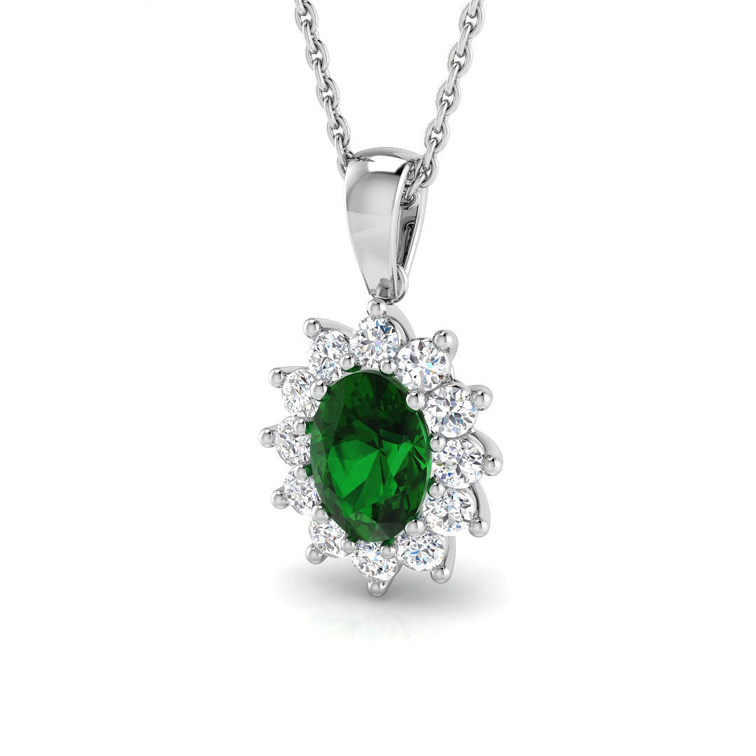 9ct White Gold 1.23ct Laboratory Grown Lab Emerald Pendant