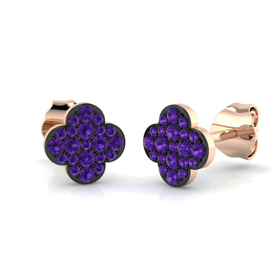 9ct Yellow Gold 0.19ct Purple Diamond Earrings