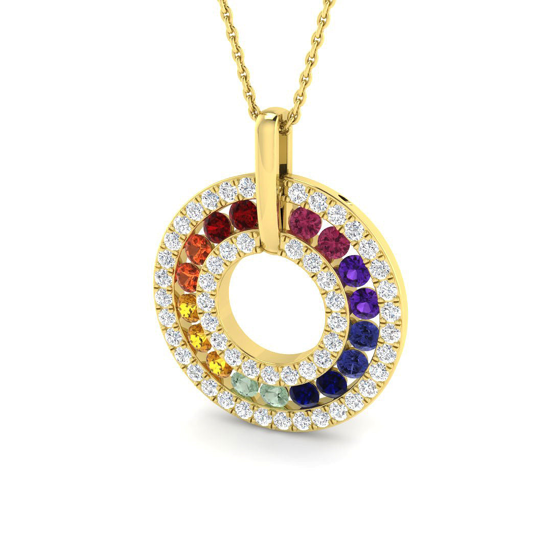 9ct Yellow Gold 2.12ct Multi Sapphire Pendant
