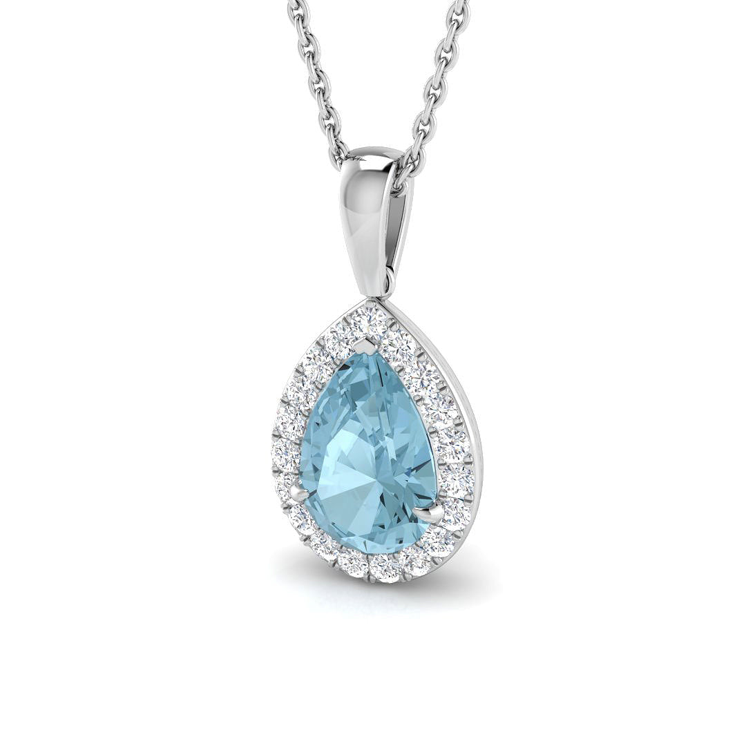 9ct White Gold 1.15ct Aquamarine Pendant