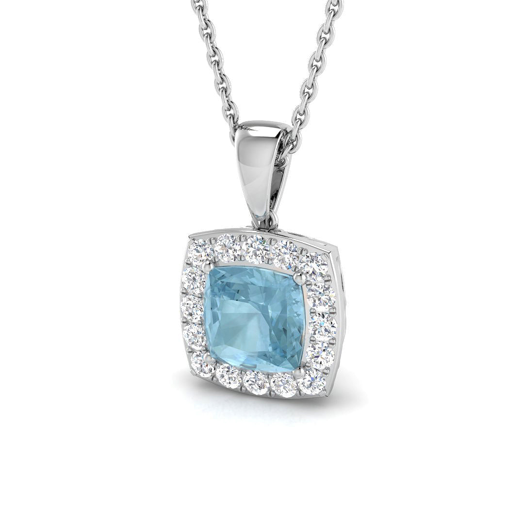 9ct White Gold 1.16ct Aquamarine Pendant