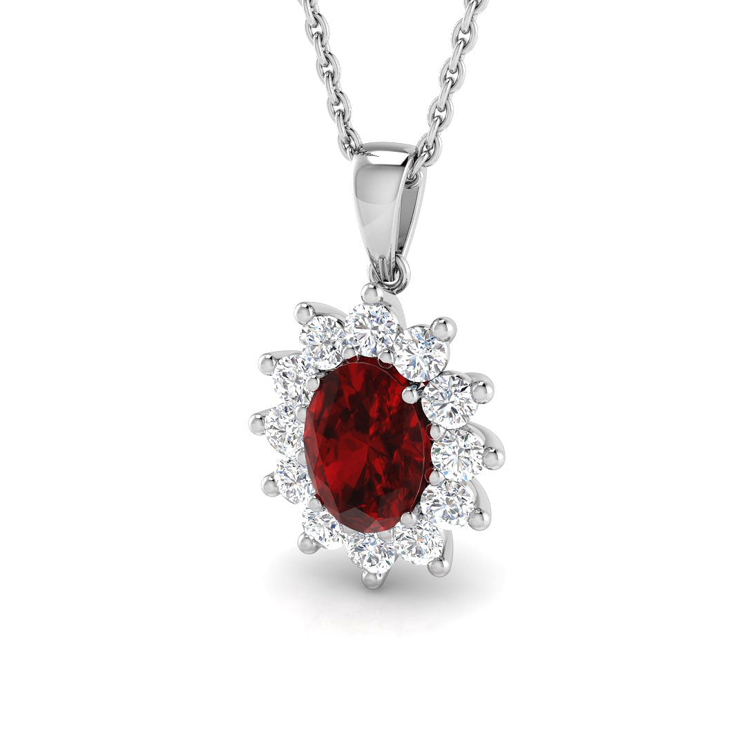 9ct White Gold 1.20ct Ruby Pendant