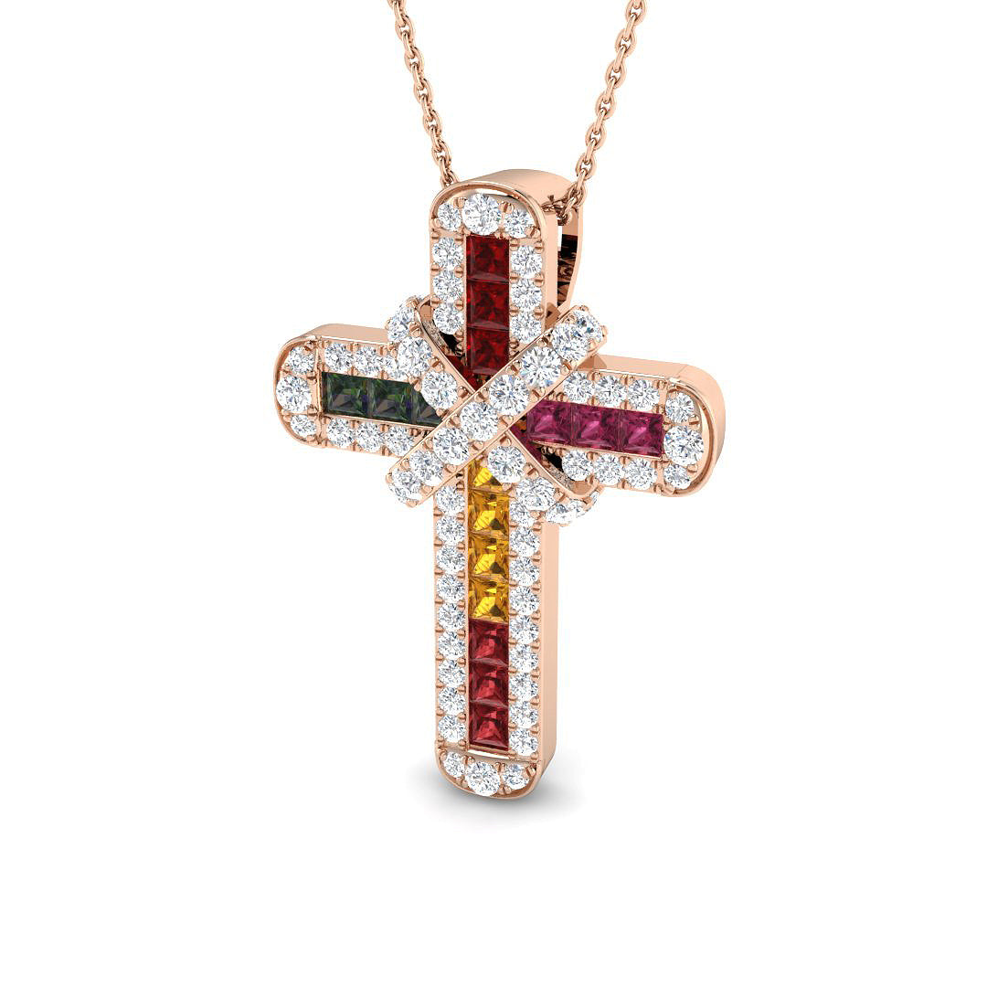 9ct Rose Gold 2.31ct Laboratory Grown Multi Sapphire Pendant