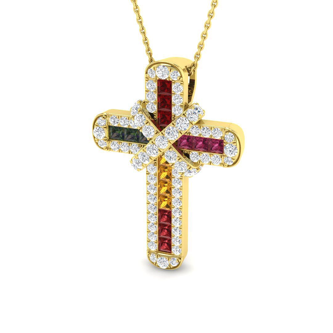 9ct Yellow Gold 2.31ct Laboratory Grown Multi Sapphire Pendant