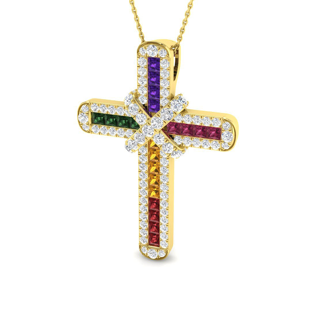 9ct Yellow Gold 3.75ct Laboratory Grown Multi Sapphire Pendant