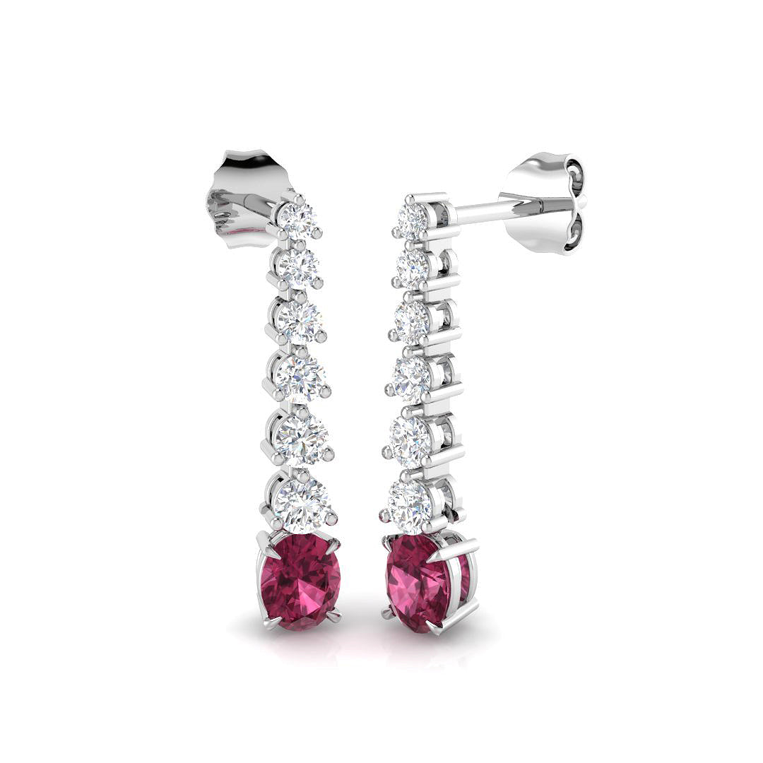 18ct White Gold 1.36ct Pink Tourmaline Earrings