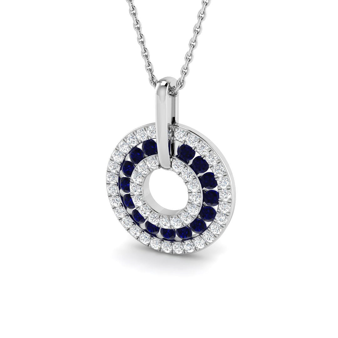9ct White Gold 0.92ct Blue Sapphire Pendant