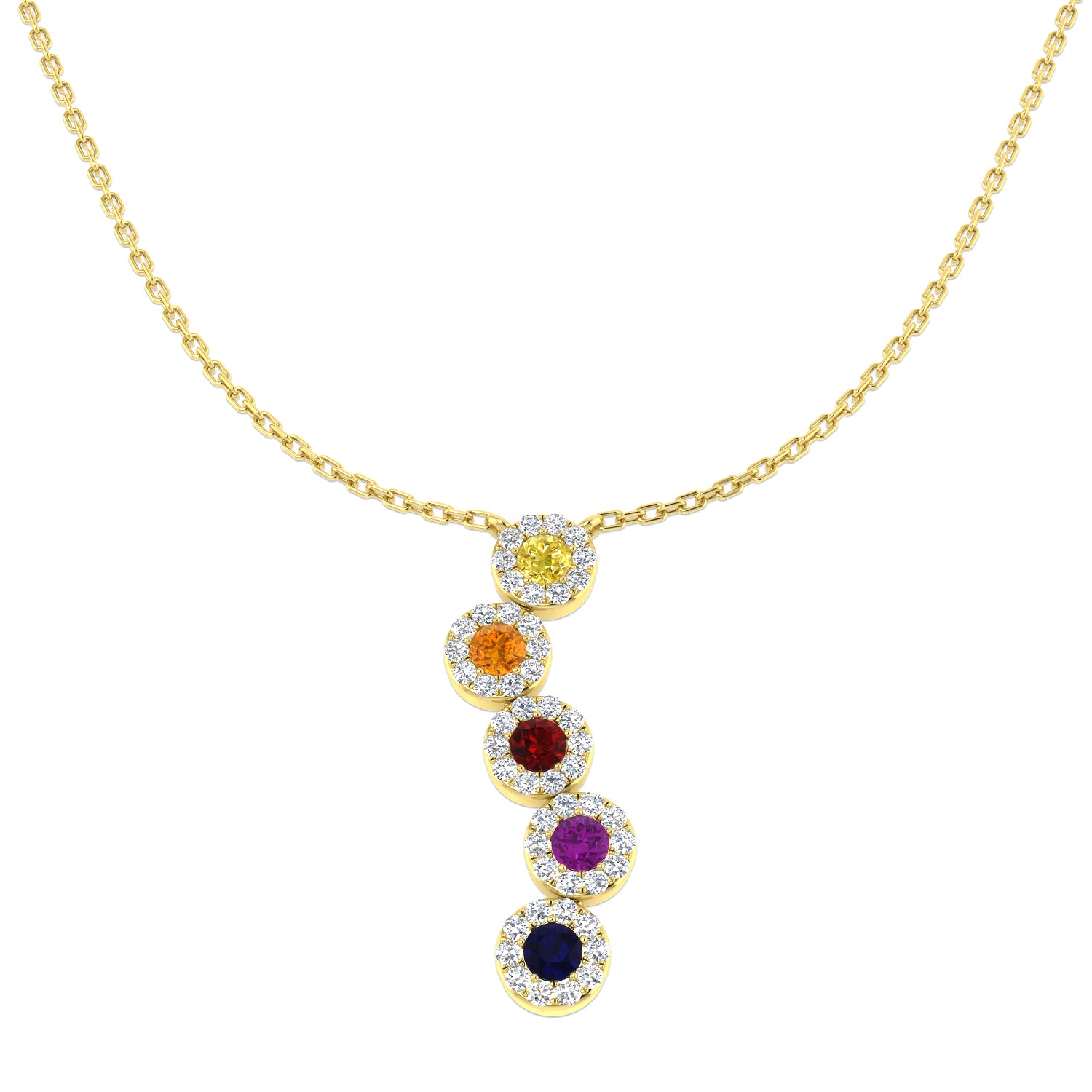 9ct Yellow Gold 0.78ct Multi Sapphire Necklace
