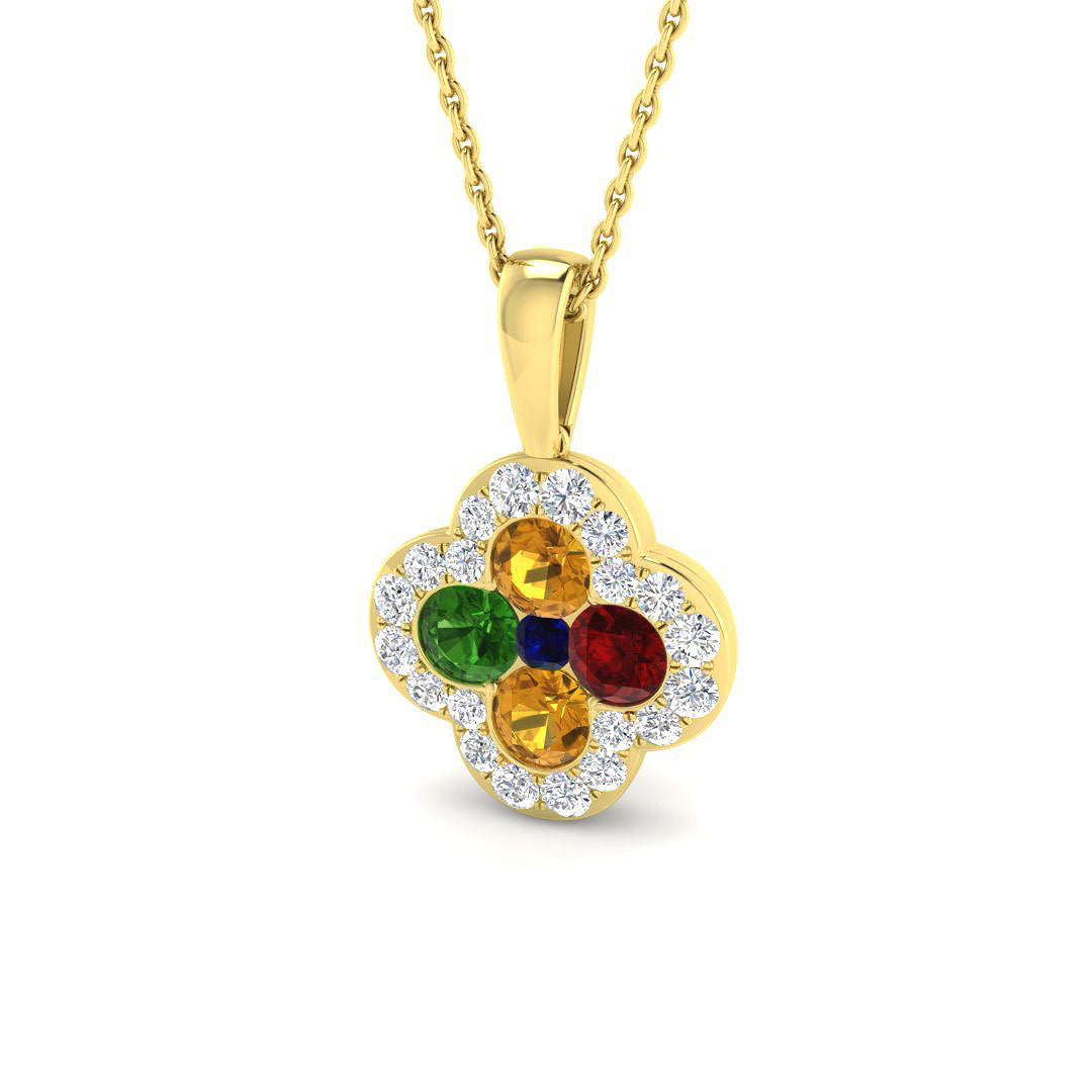 9ct Yellow Gold 1.41ct Multi Sapphire Pendant