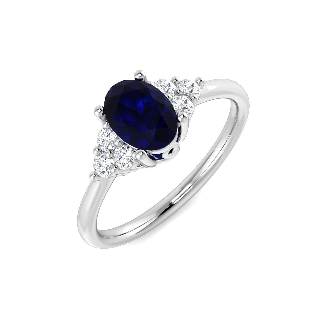 9ct White Gold 1.04ct Blue Sapphire Ring