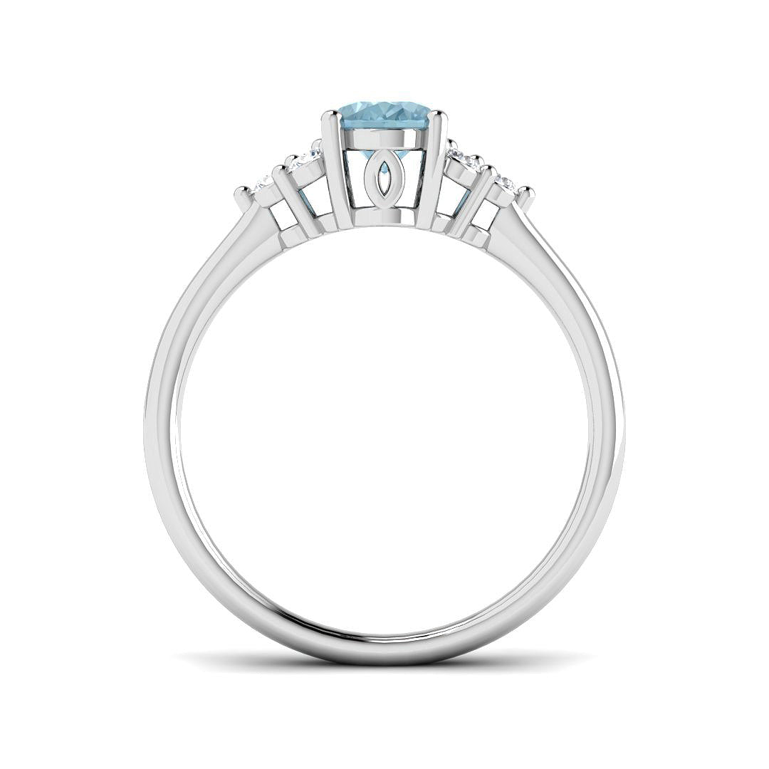 9ct White Gold 0.96ct Aquamarine Ring