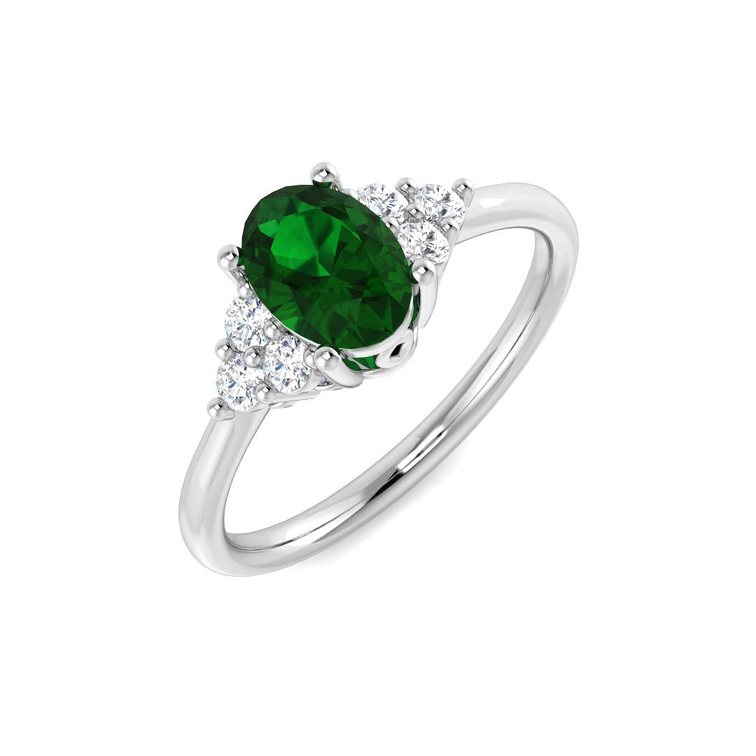 9ct White Gold 0.90ct Emerald Ring