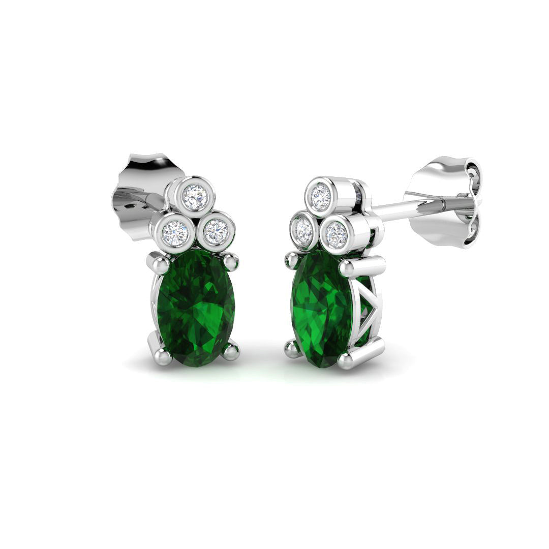9ct White Gold 0.90ct Emerald Earrings