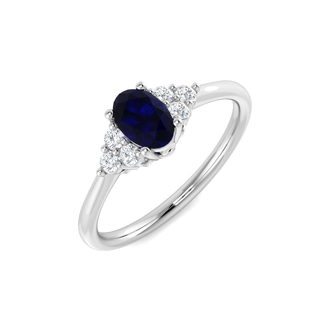 9ct White Gold 0.66ct Blue Sapphire Ring