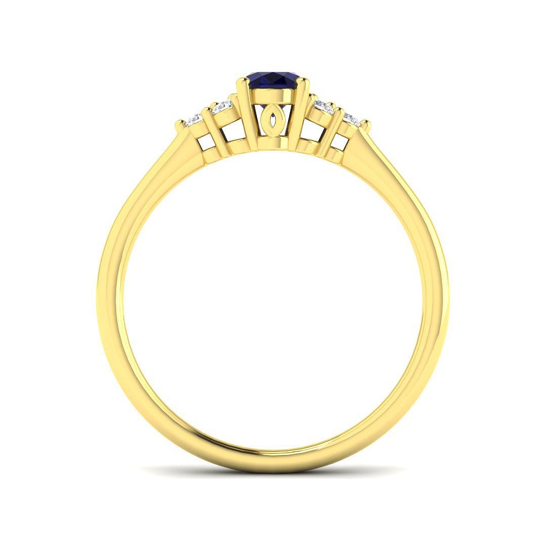 9ct Yellow Gold 0.66ct Blue Sapphire Ring