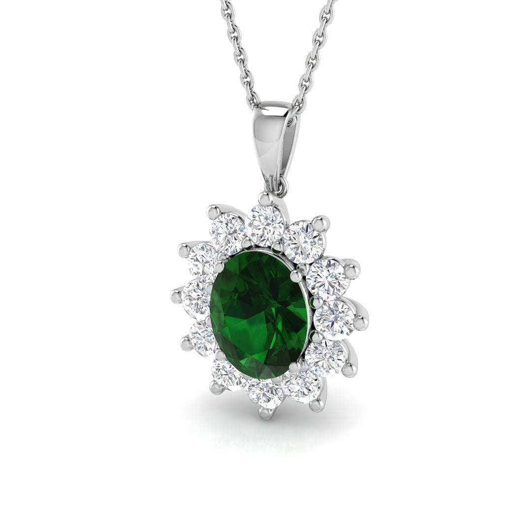 18ct White Gold 2.85ct Emerald Pendant