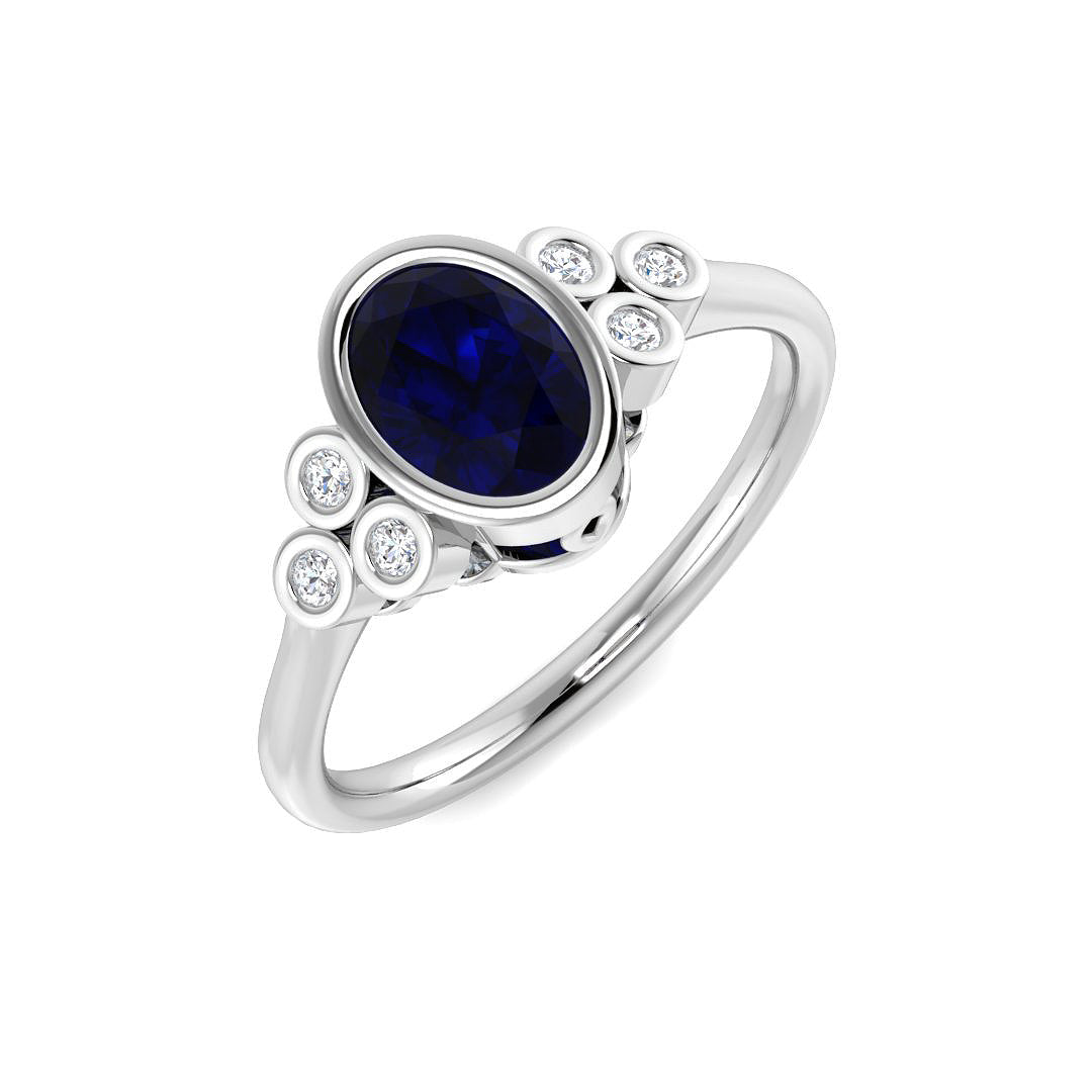 9ct White Gold 0.93ct Blue Sapphire Ring