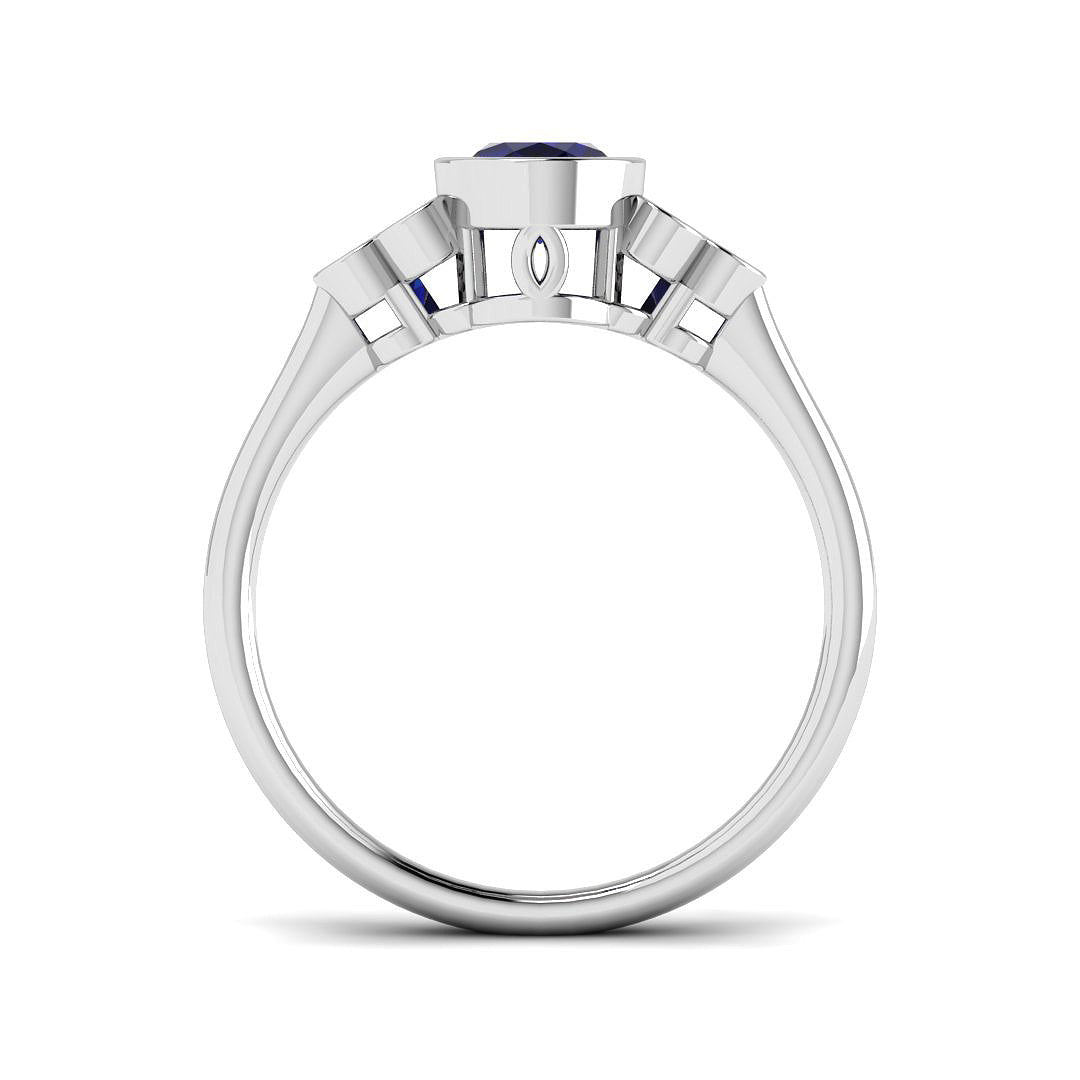 9ct White Gold 0.93ct Blue Sapphire Ring