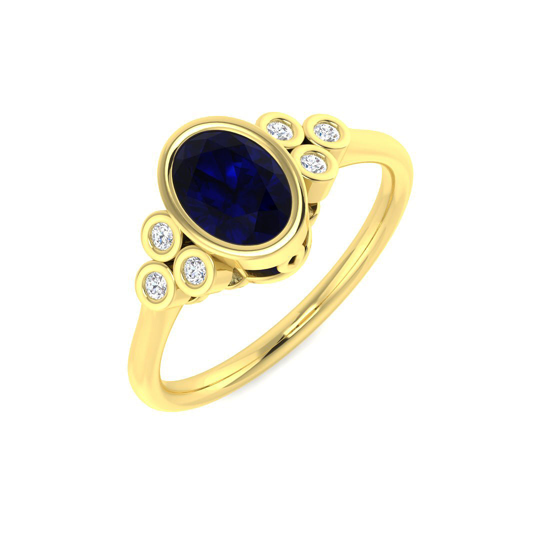 9ct Yellow Gold 0.93ct Blue Sapphire Ring