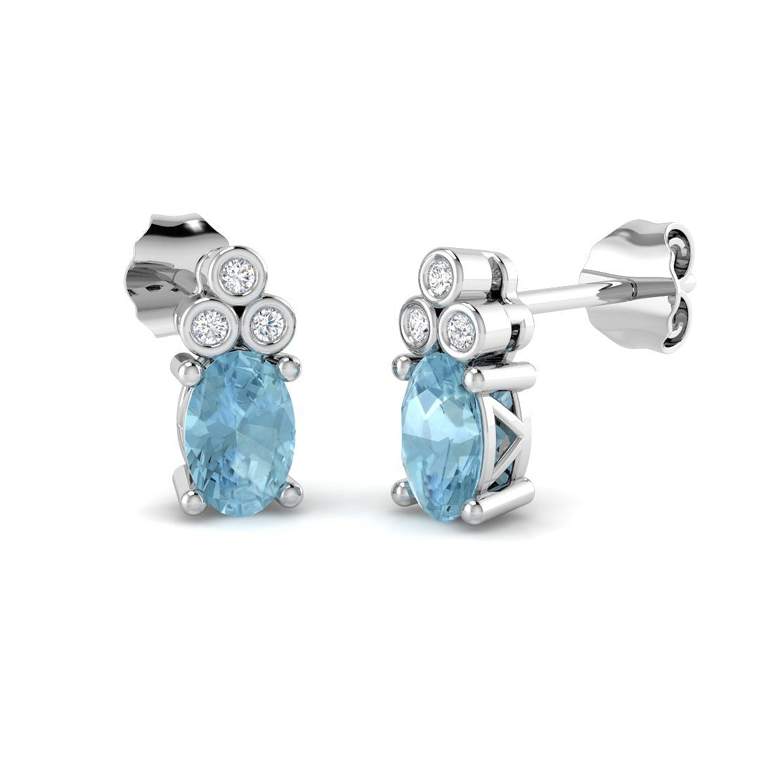9ct White Gold 0.86ct Aquamarine Earrings