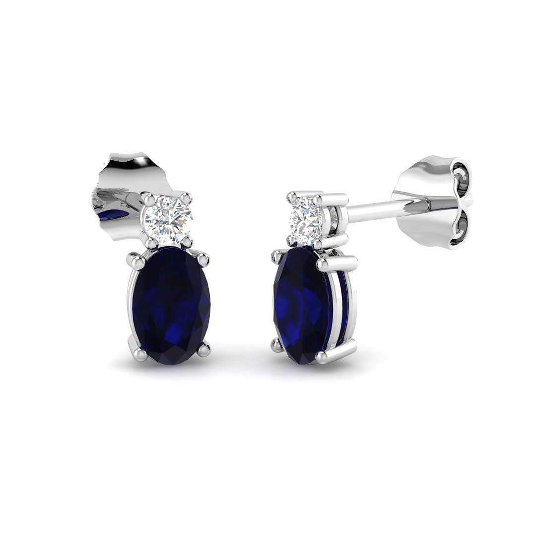 9ct White Gold 1.26ct Blue Sapphire Earrings