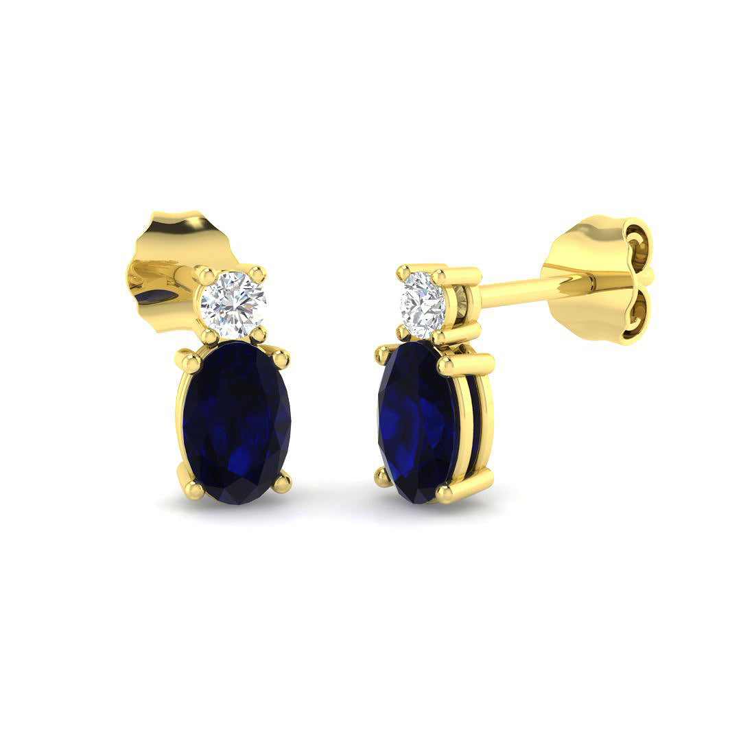 9ct Yellow Gold 1.26ct Blue Sapphire Earrings
