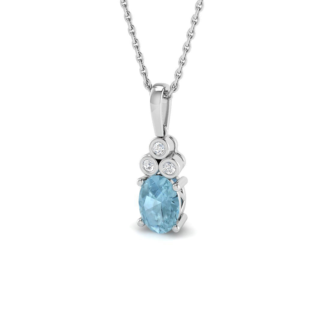 9ct White Gold 0.74ct Aquamarine Pendant