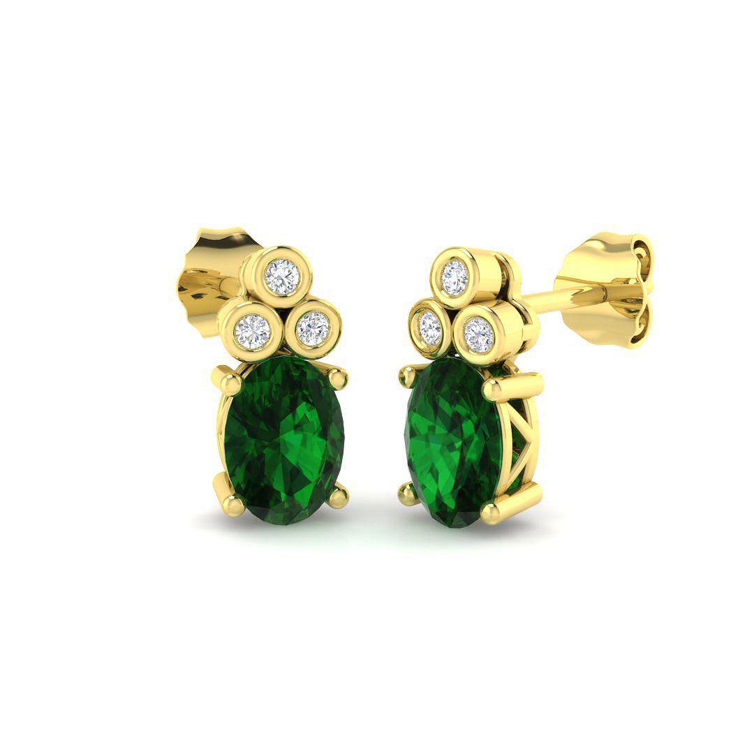 9ct Yellow Gold 1.52ct Emerald Earrings