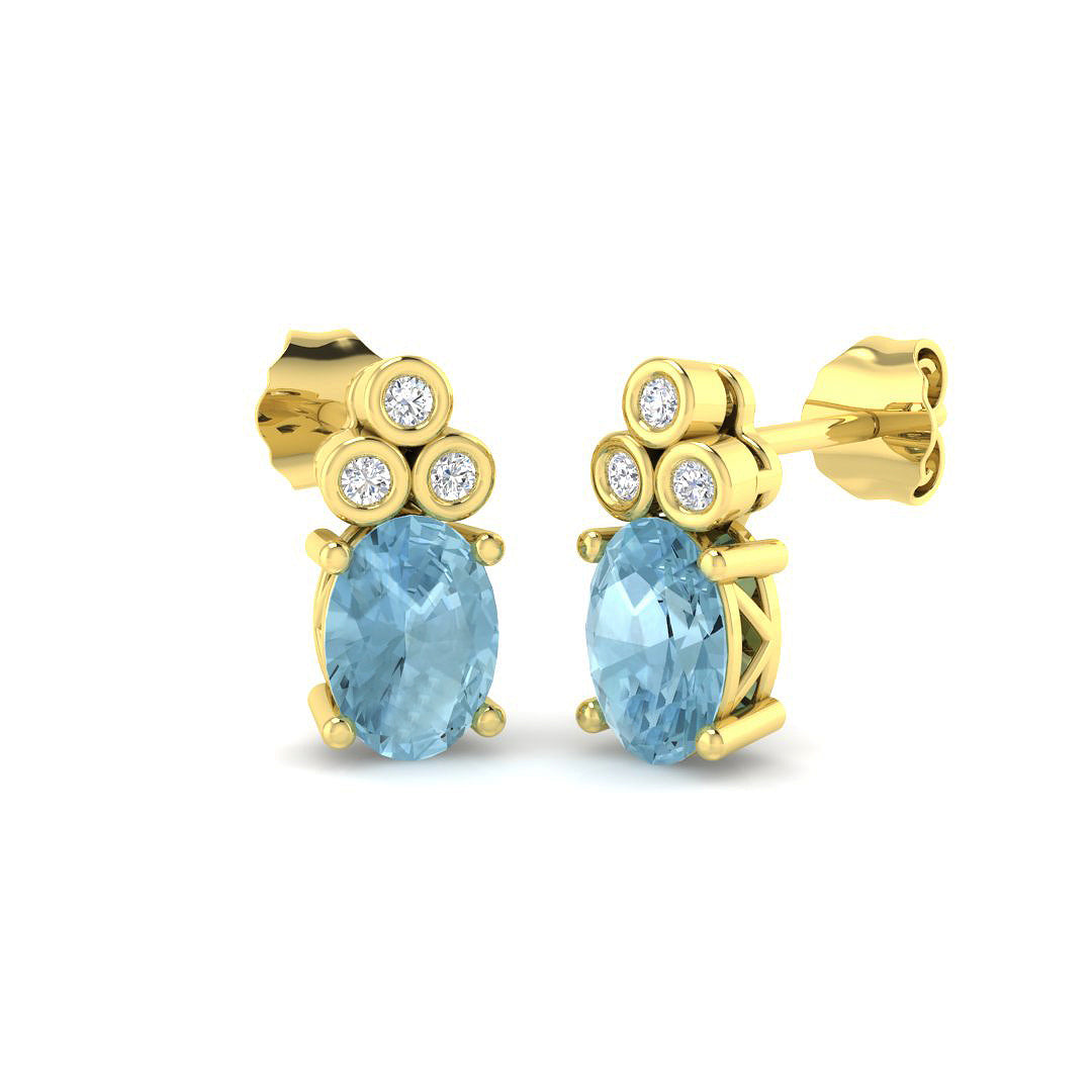 9ct Yellow Gold 1.45ct Aquamarine Earrings