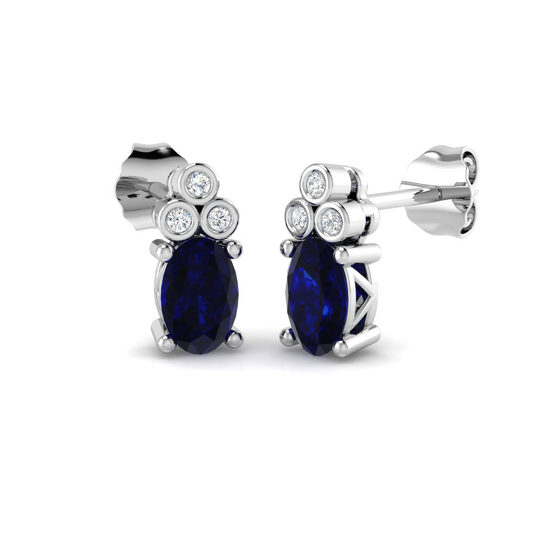 9ct White Gold 0.95ct Blue Sapphire Earrings