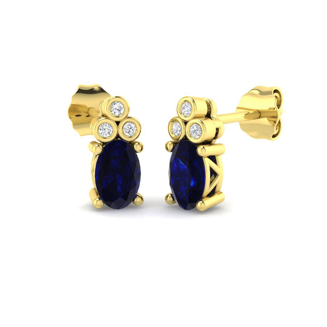 9ct Yellow Gold 0.95ct Blue Sapphire Earrings
