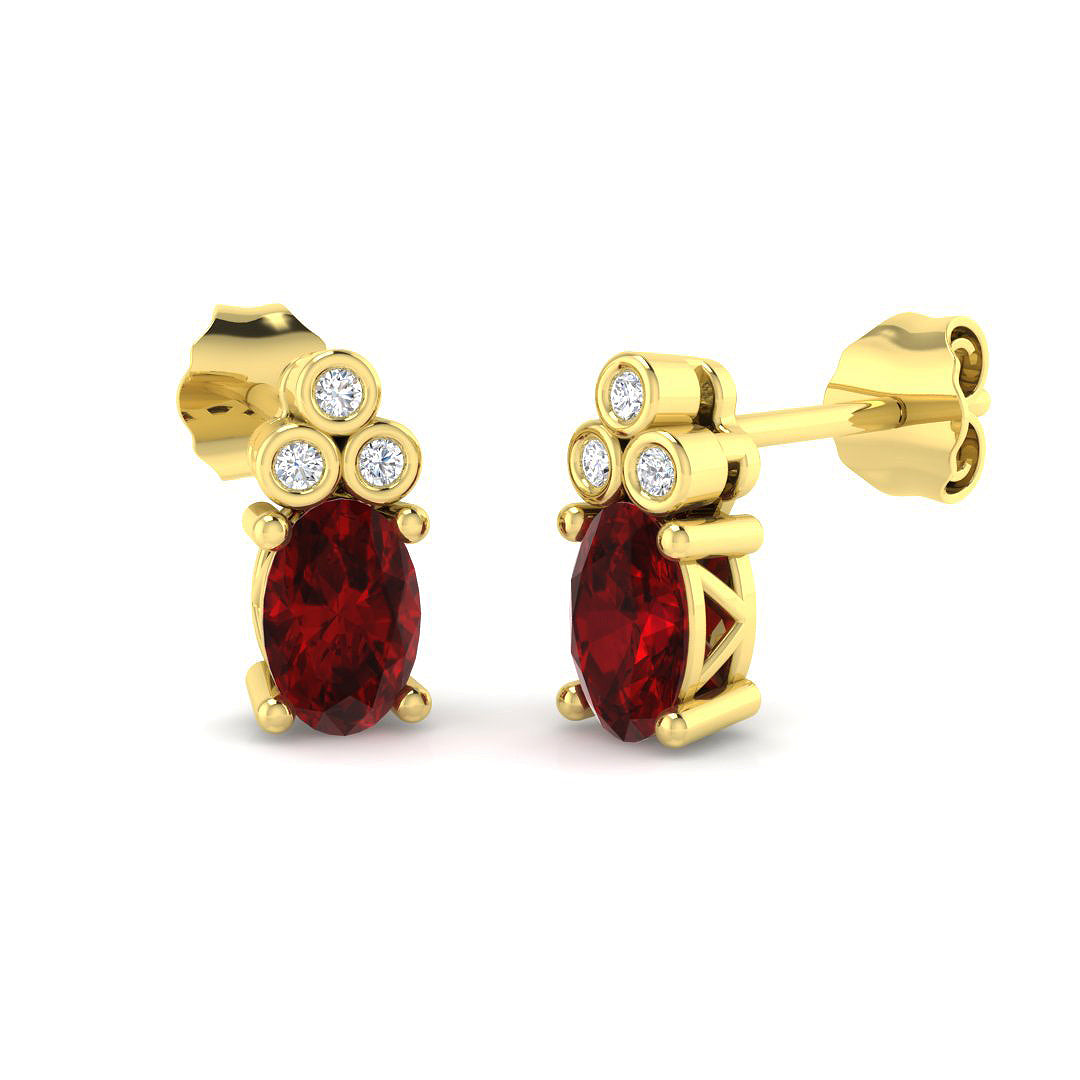 9ct Yellow Gold 1.07ct Ruby Earrings