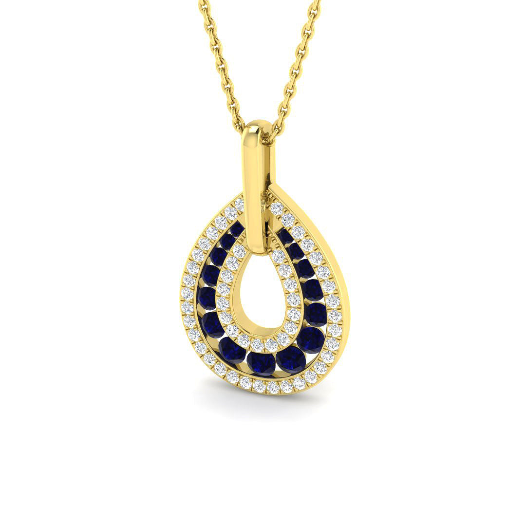 9ct Yellow Gold 0.87ct Blue Sapphire Pendant