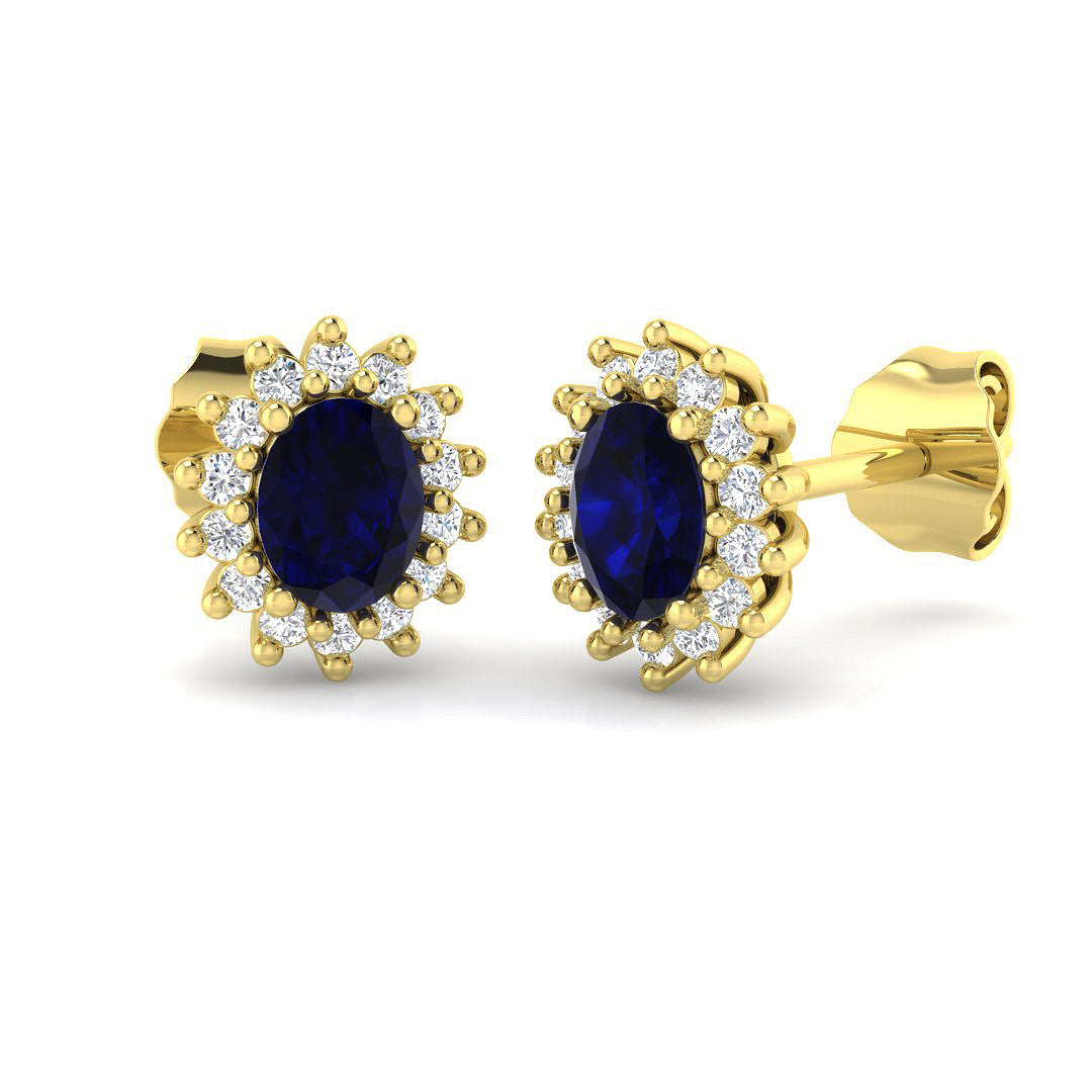 9ct Yellow Gold 0.99ct Blue Sapphire Earrings