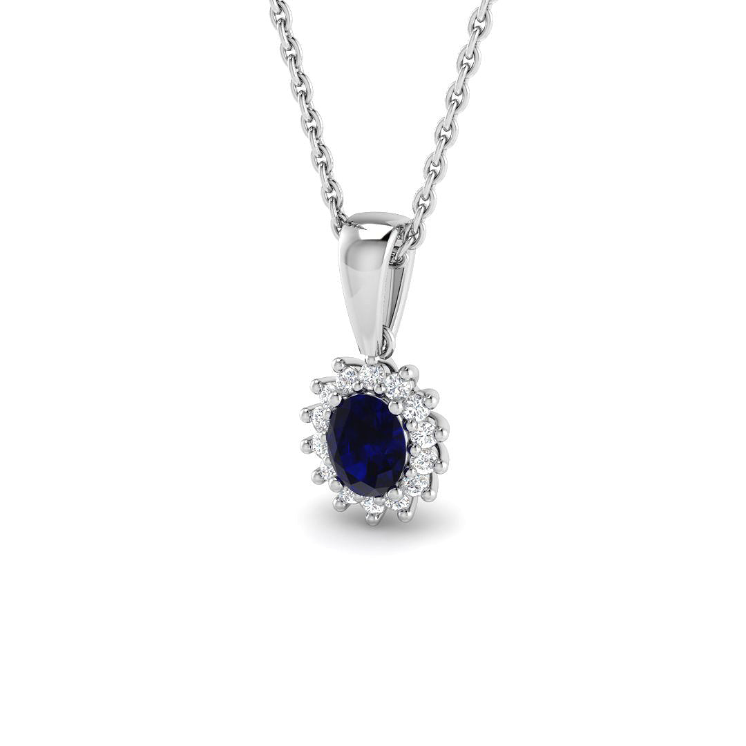 9ct White Gold 0.44ct Blue Sapphire Pendant
