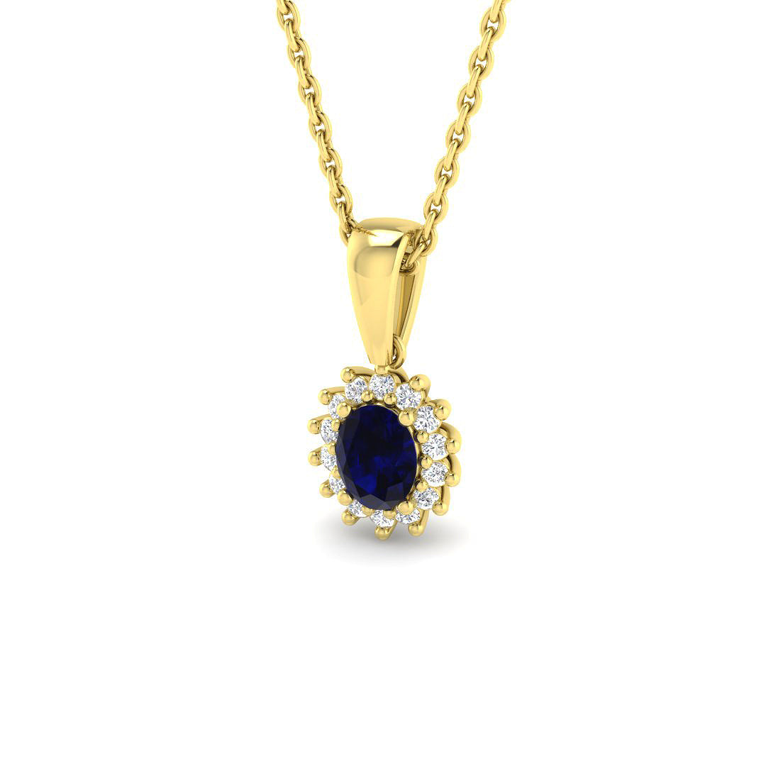 9ct Yellow Gold 0.44ct Blue Sapphire Pendant