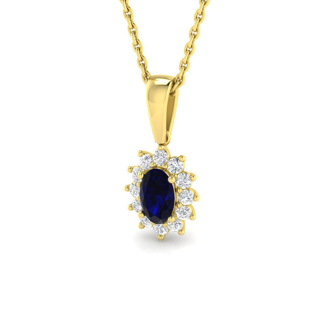 9ct Yellow Gold 0.57ct Blue Sapphire Pendant