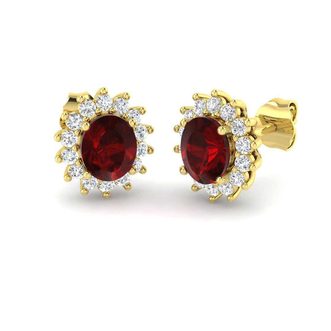 9ct Yellow Gold 2.21ct Ruby Earrings