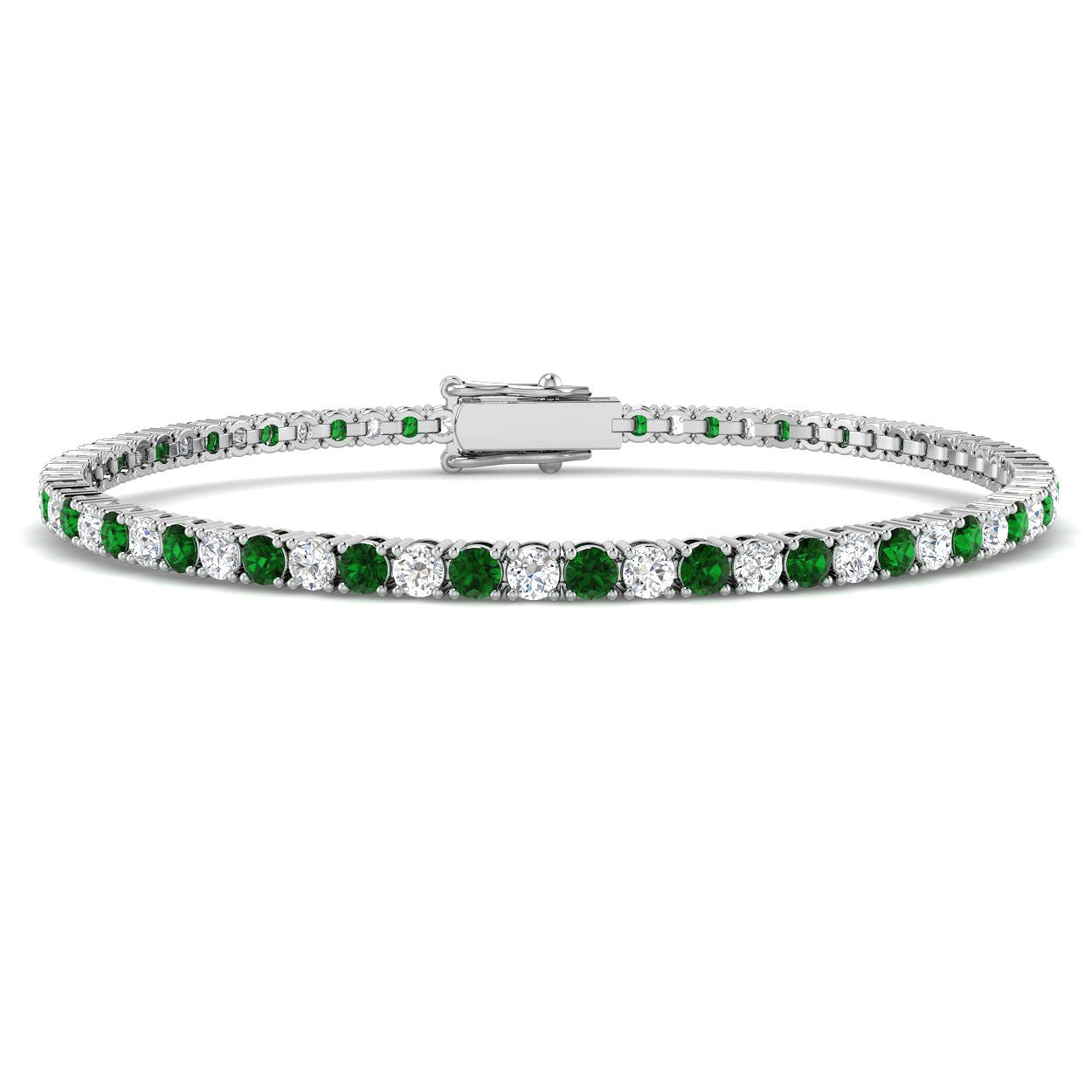 9ct White Gold 4.28ct Laboratory Grown Lab Emerald Bracelet