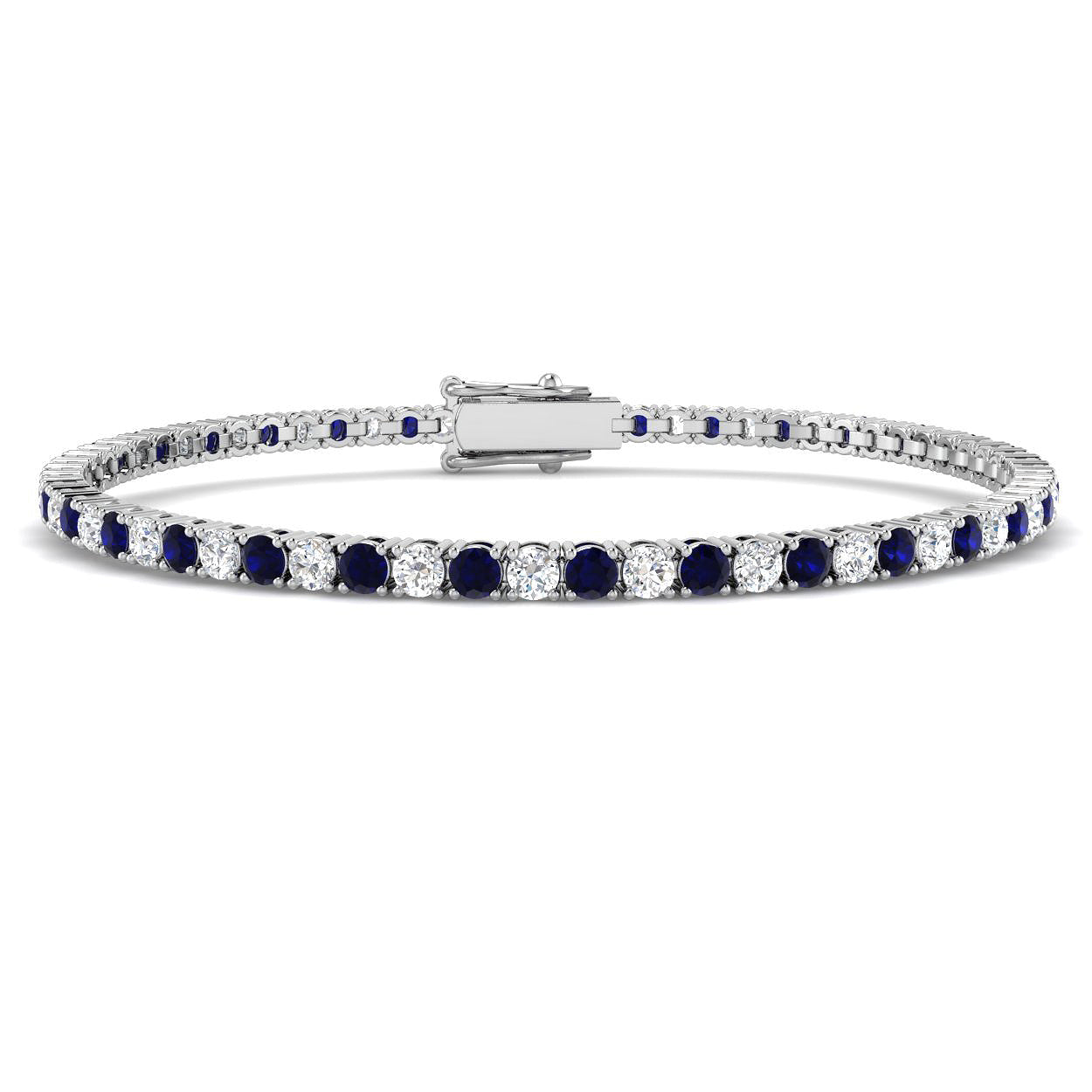 9ct White Gold 4.59ct Laboratory Grown Lab Blue Sapphire Bracelet