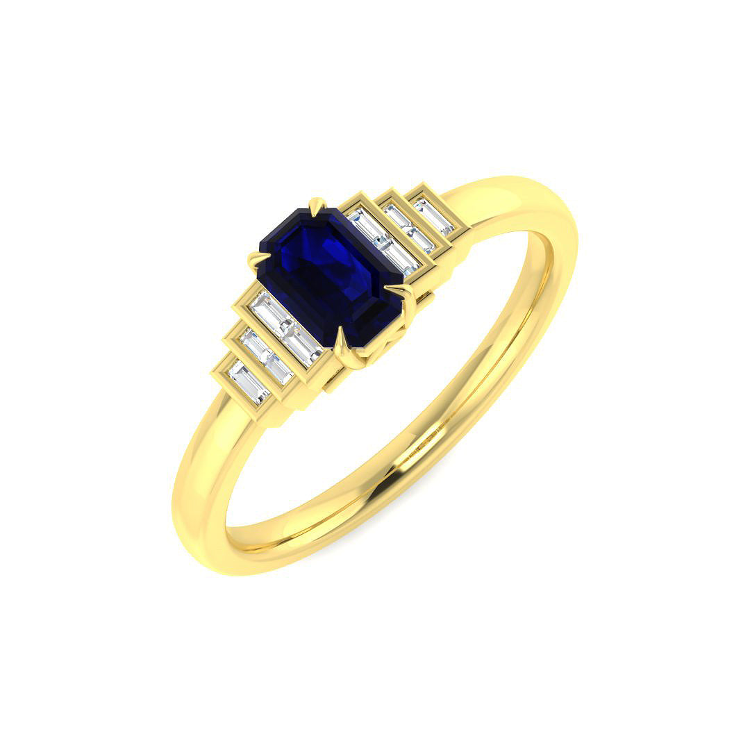 9ct Yellow Gold 0.59ct Blue Sapphire Ring