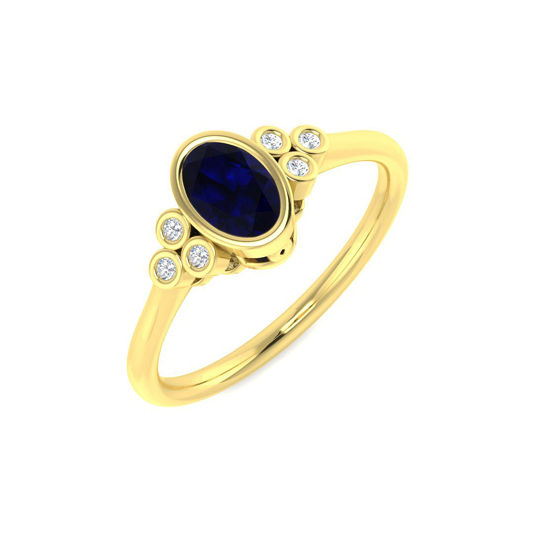 9ct Yellow Gold 0.47ct Blue Sapphire Ring
