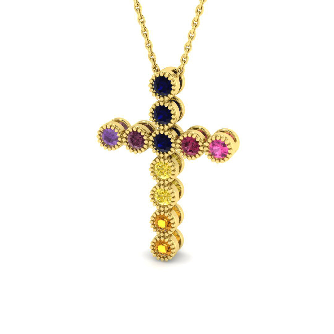 9ct Yellow Gold 0.85ct Multi Sapphire Pendant