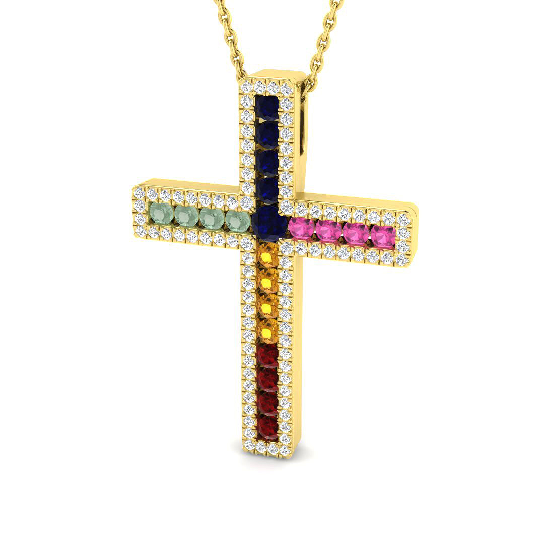 9ct Yellow Gold 1.04ct Multi Sapphire Pendant