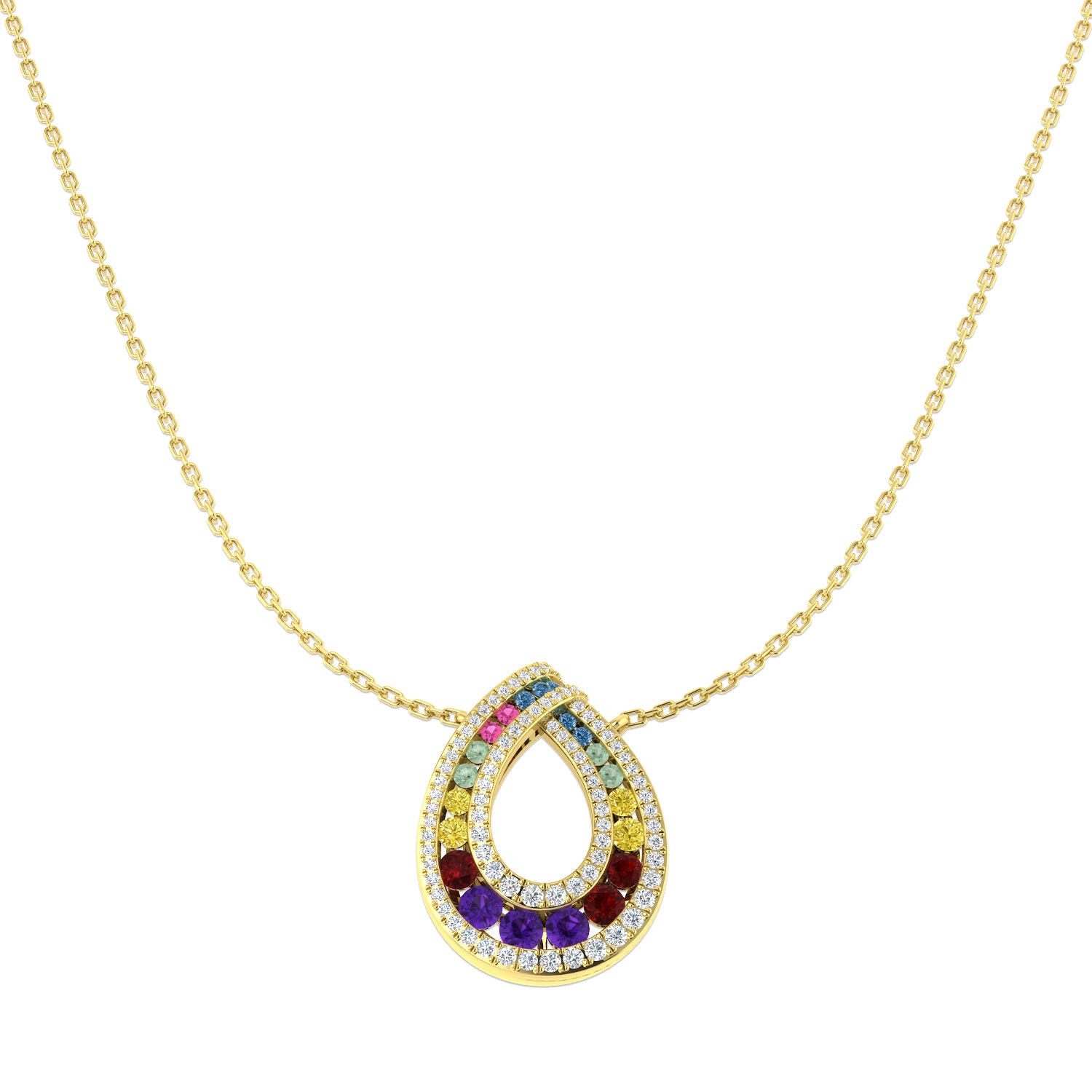 9ct Yellow Gold 1.22ct Multi Sapphire Necklace