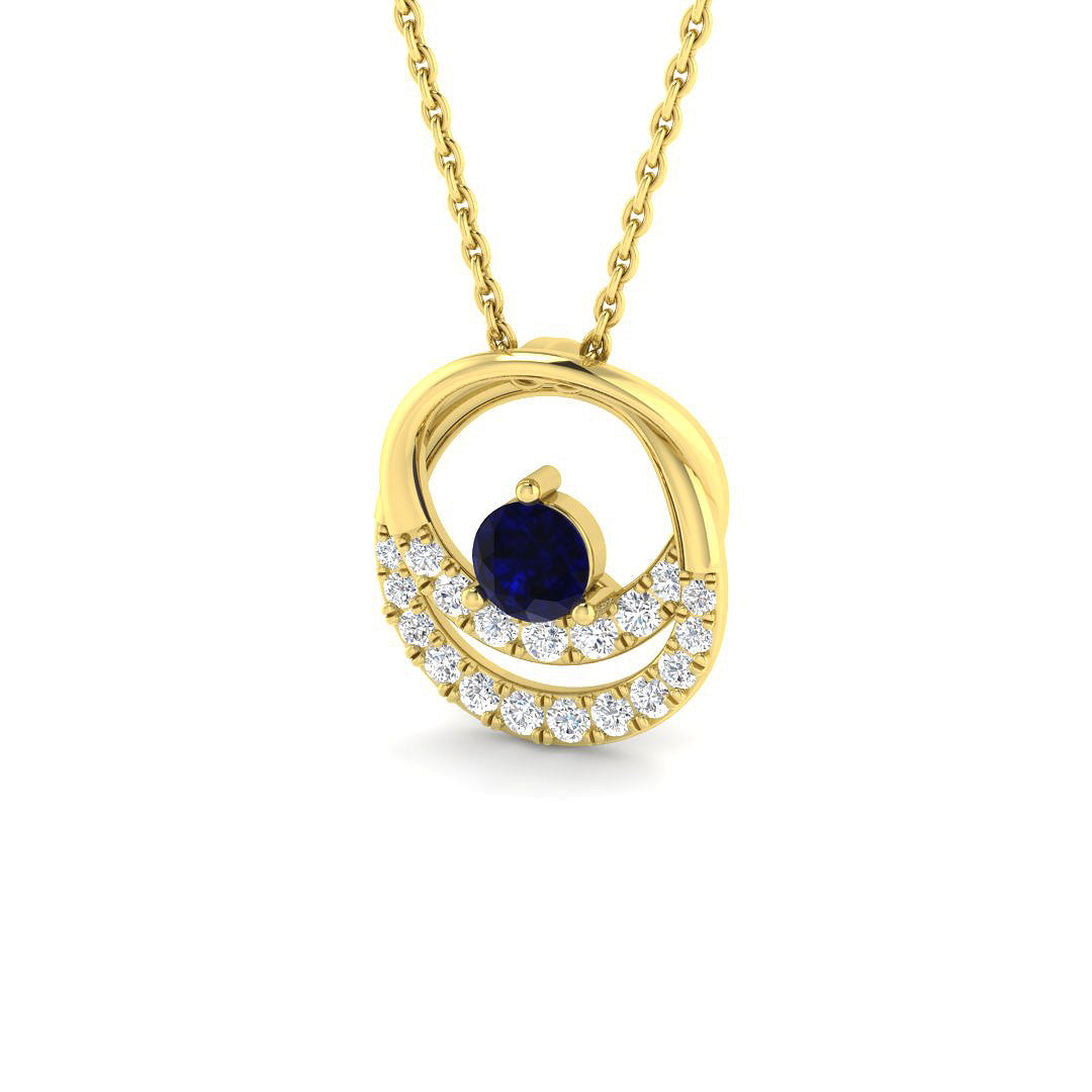 9ct Yellow Gold 0.55ct Blue Sapphire Pendant