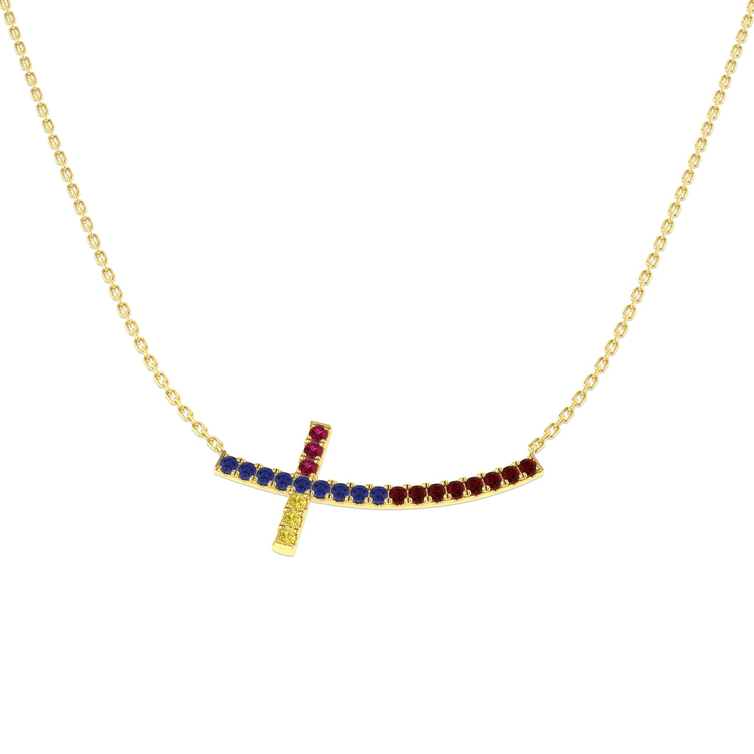 9ct Yellow Gold 0.59ct Multi Sapphire Necklace