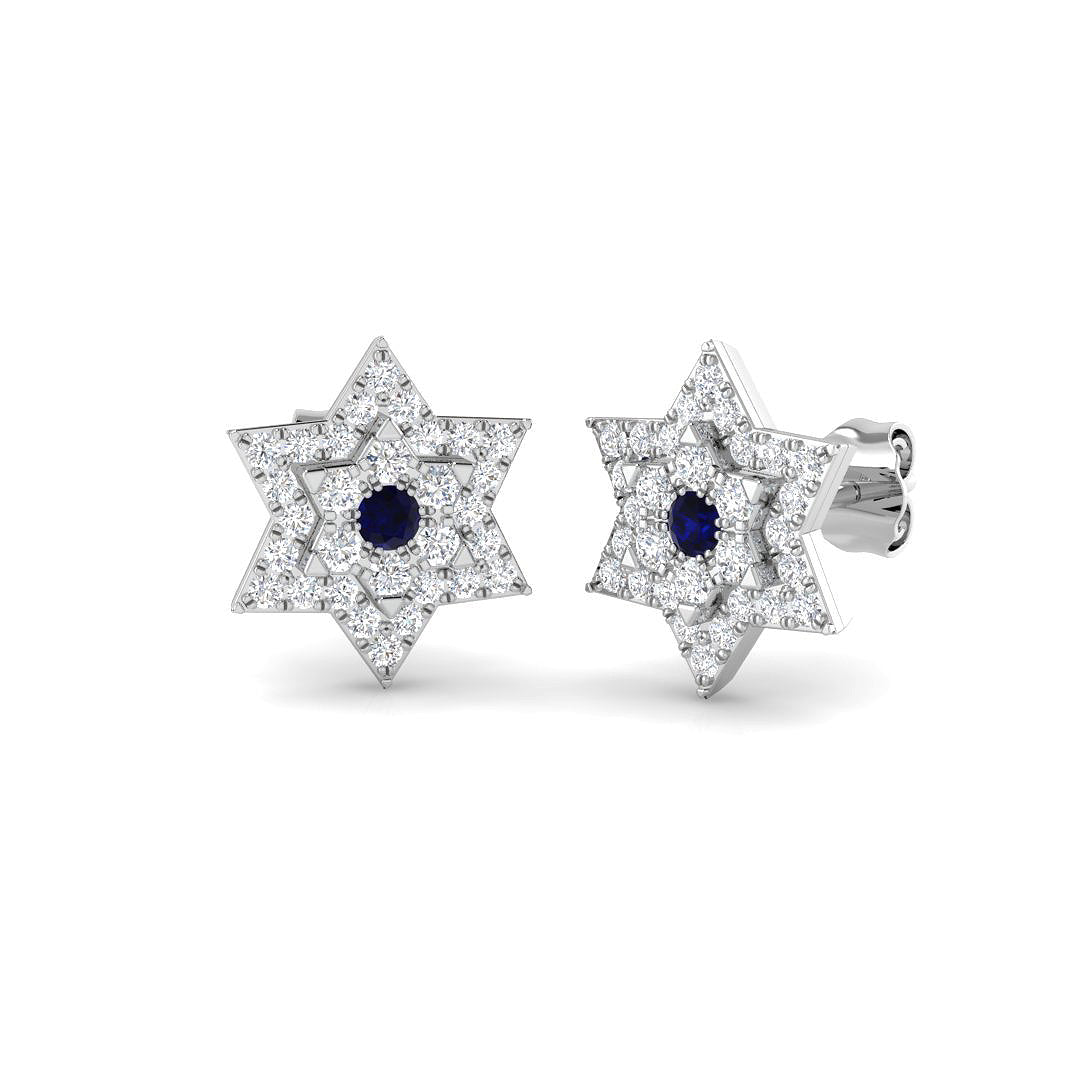 9ct White Gold 0.66ct Blue Sapphire Earrings