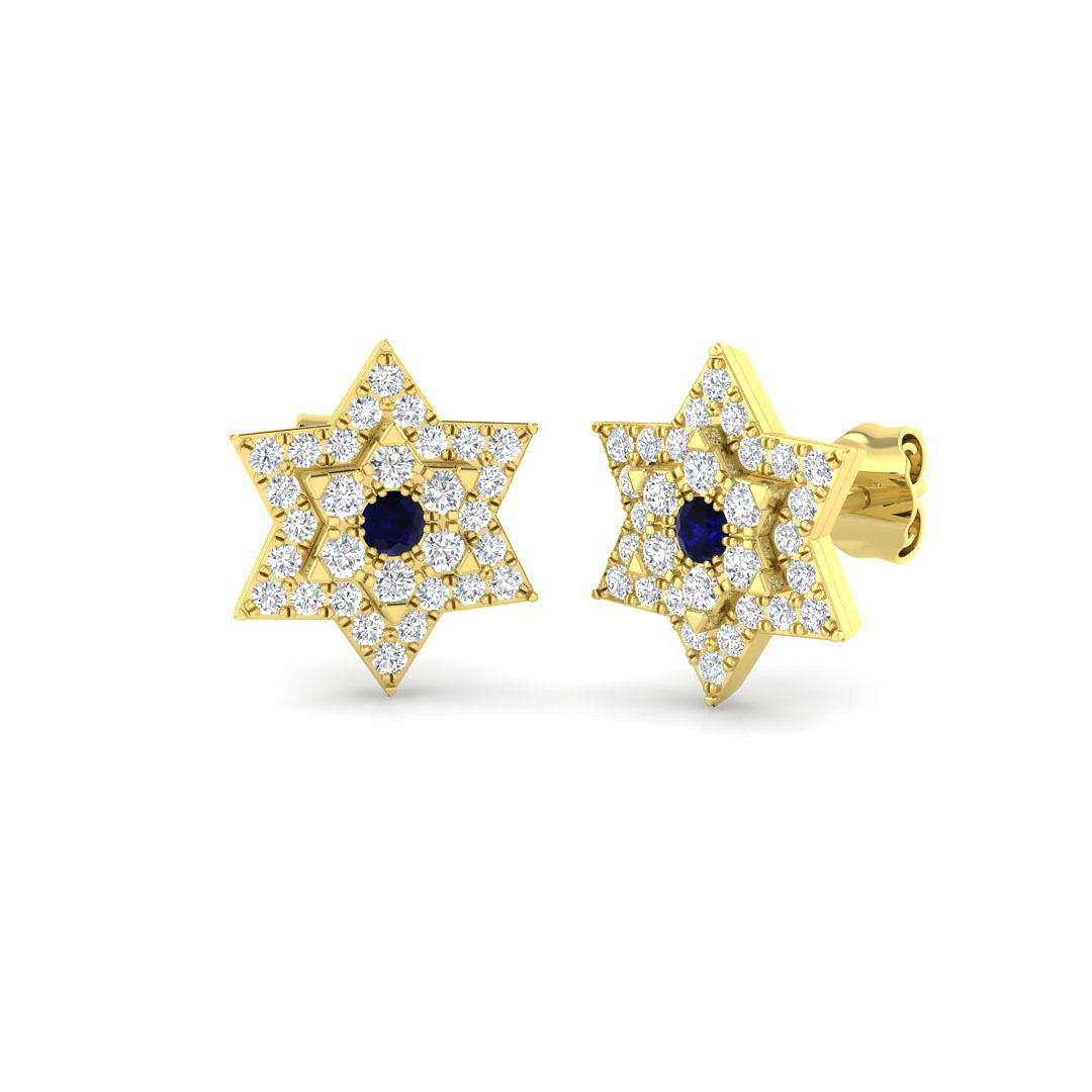 9ct Yellow Gold 0.66ct Blue Sapphire Earrings