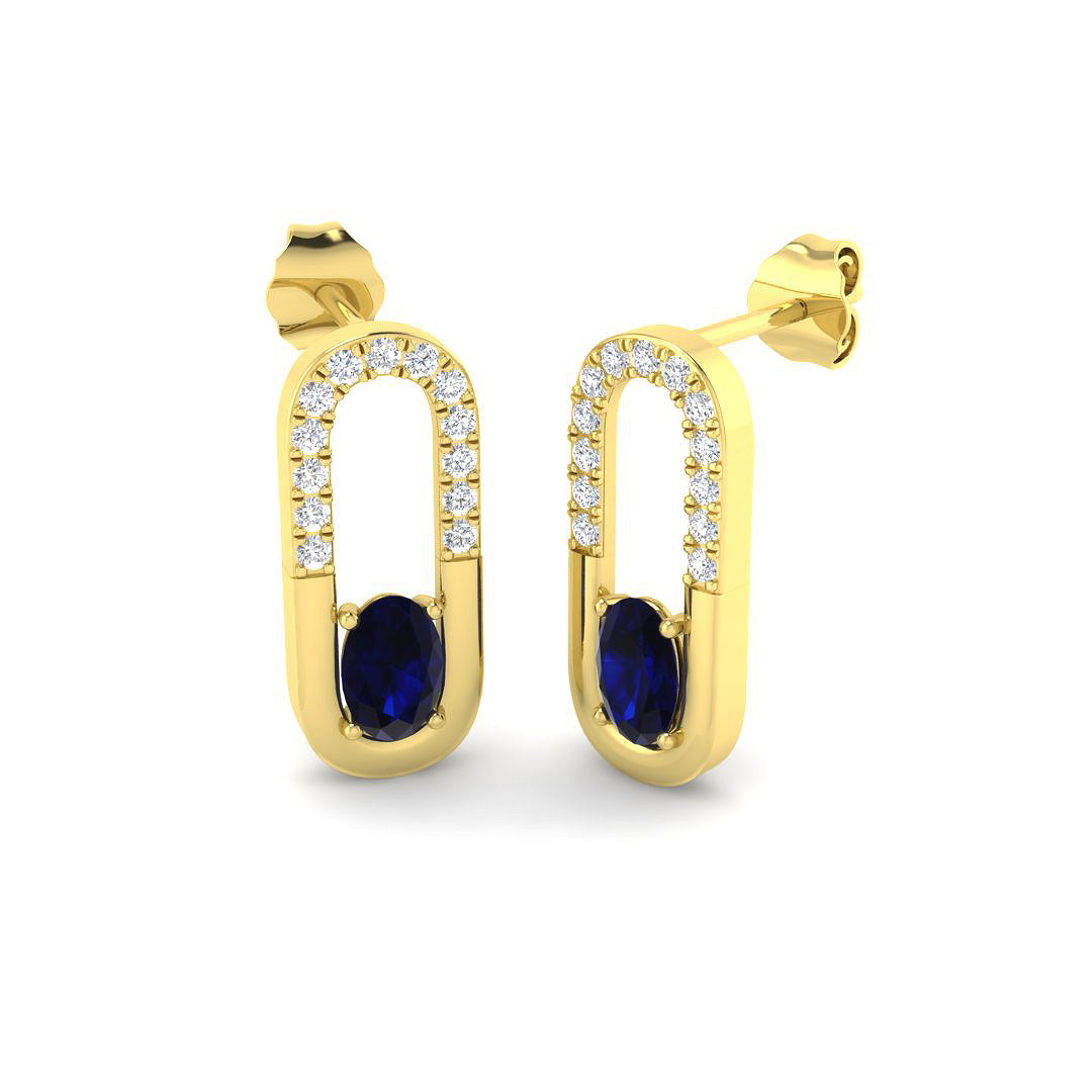 9ct Yellow Gold 1.29ct Blue Sapphire Earrings